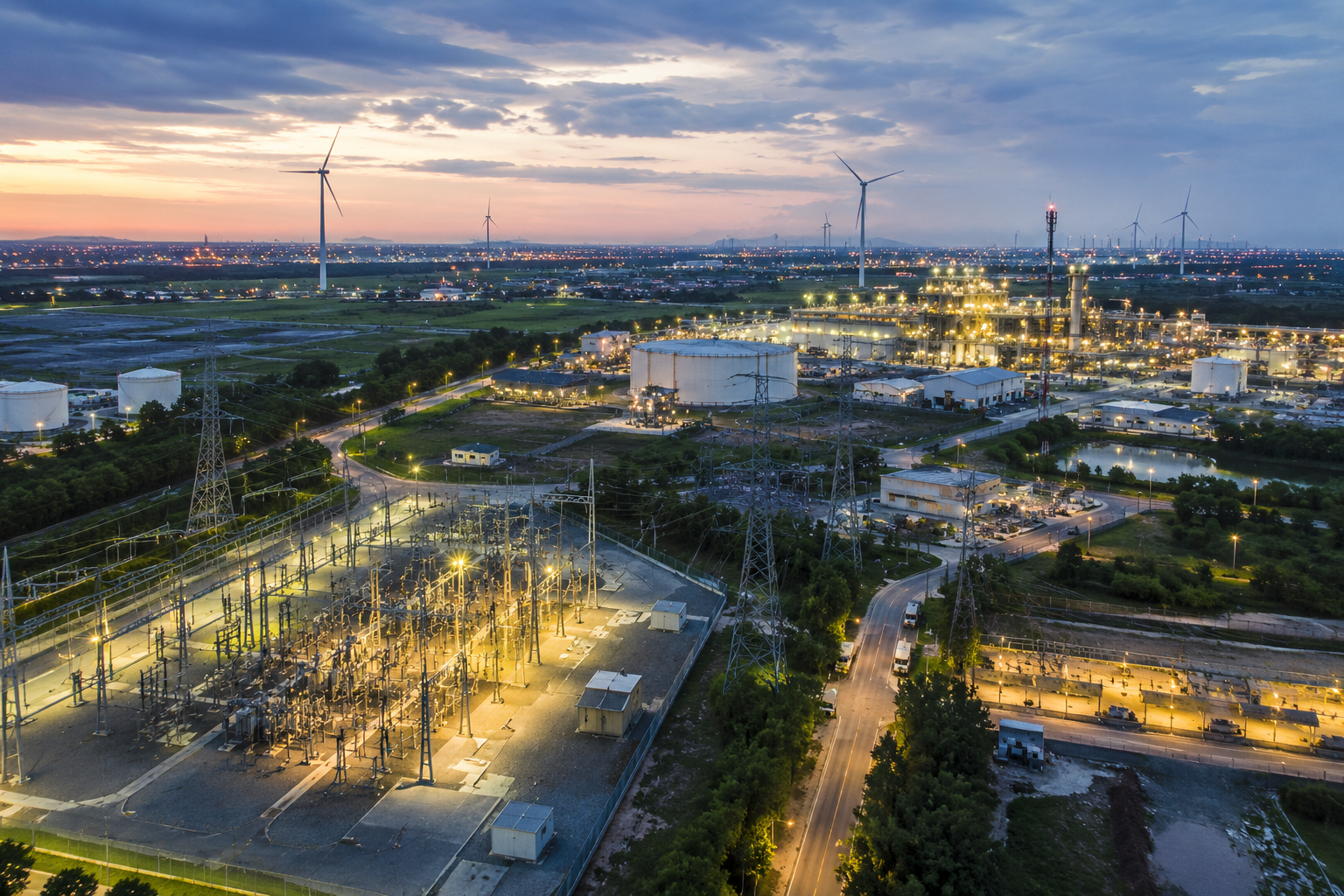 Utility and energy infrastructure illustrating interconnected operational systems and complex delivery environments.